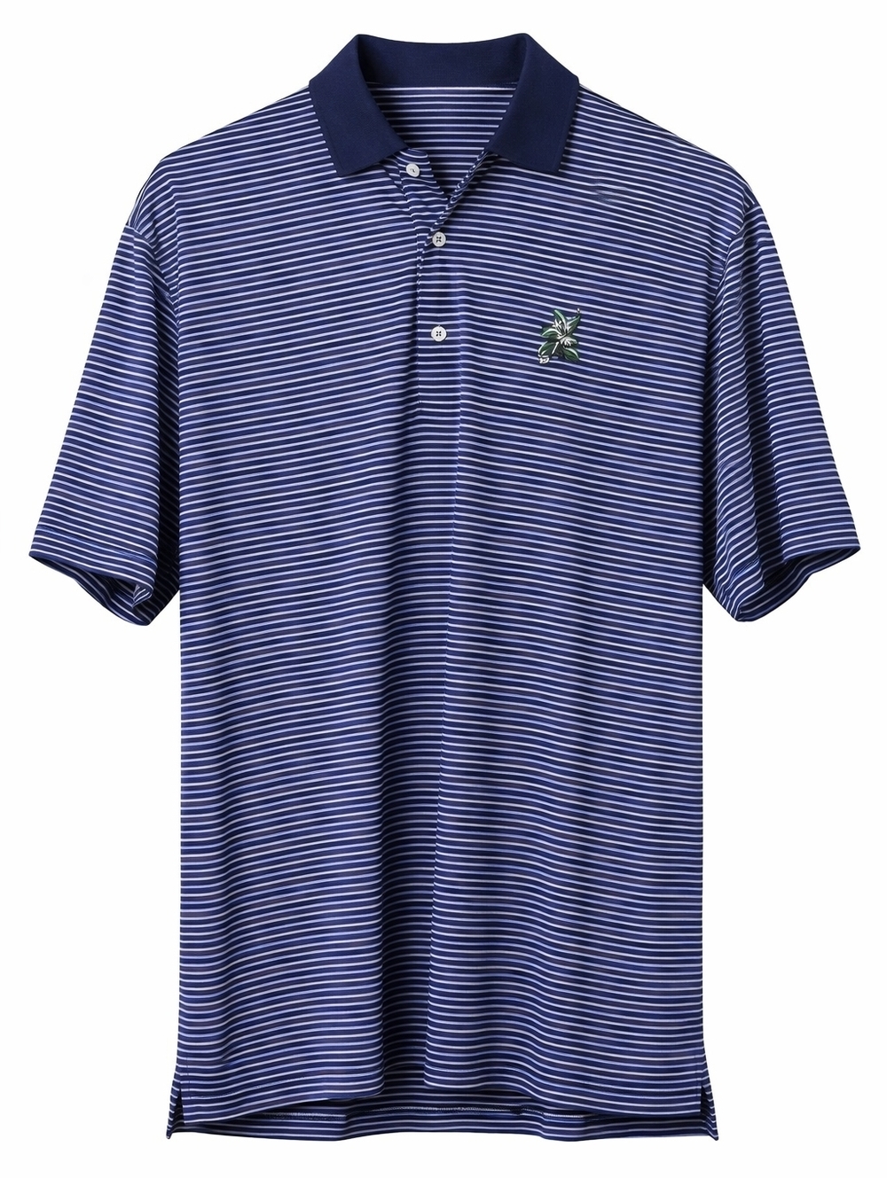 Donald Ross Golf Polo Shirt Mens Large Blue White Stripe Performance Short.